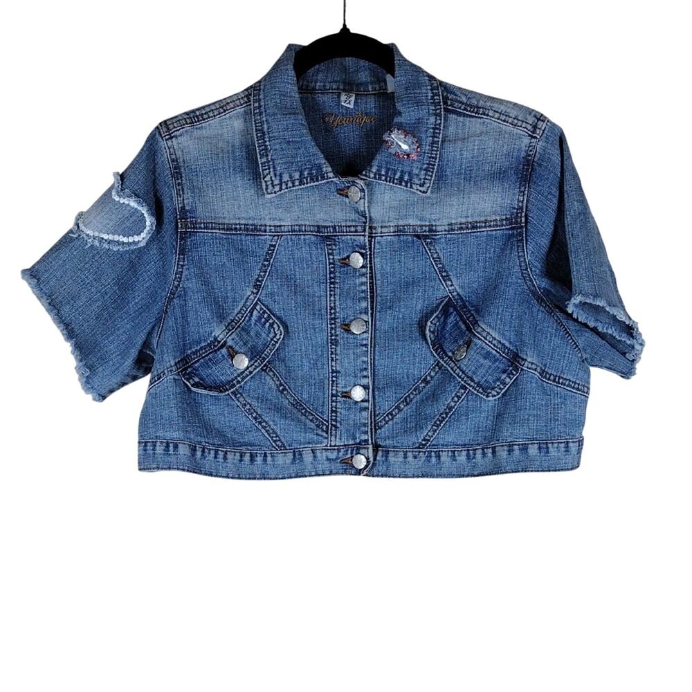 Younique Handmade Women’s 1X Riverdale Serpents Sequin Fringe Denim Jacket